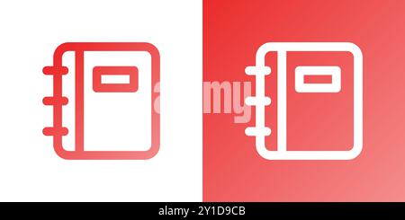 Icona del notebook con sfumatura minima. Torna a scuola. Illustrazione vettoriale, design piatto Illustrazione Vettoriale