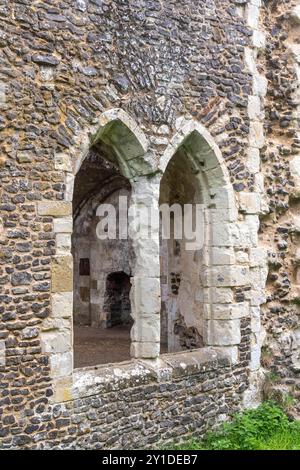 Finestre ad arco in parte delle rovine di Waverley Abbey, situate vicino a Farnham, Surrey UK. Questa fu la prima abbazia cistercense in Inghilterra Foto Stock