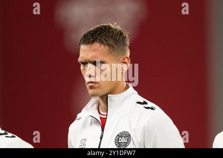 Copenaghen, Danimarca. 5 settembre 2024. Jannik Vestergaard di Danimarca visto durante la partita di UEFA Nations League tra Danimarca e Svizzera al Parken di Copenaghen. Credito: Gonzales Photo/Alamy Live News Foto Stock