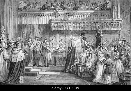 The Incoronation of Queen Victoria, 20 giugno 1837; Illustration from Cassell's History of England, vol VII. New Edition pubblicato Circ 1873-5. Foto Stock