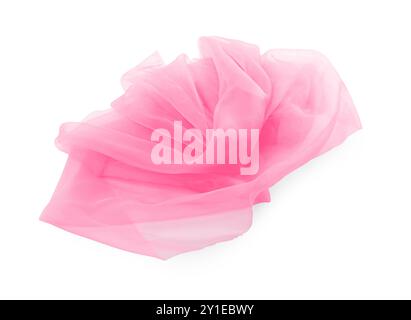 Bellissimo tessuto tulle rosa su sfondo bianco Foto Stock