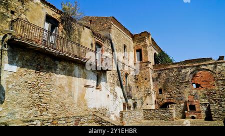 Villaggio fantasma di Rabatana, Tursi, Matera, Basilicata, Italia Foto Stock