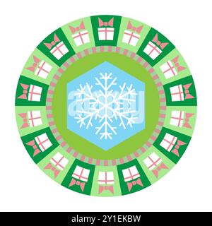 Illustrazione colorata con l'icona del fiocco di neve su sfondo bianco Foto Stock
