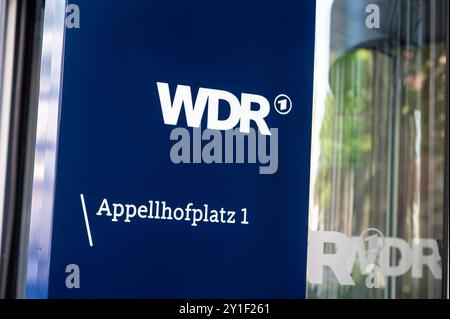 Köln, Renania settentrionale-Vestfalia, Germania, 25 luglio 2024 - segno della società di radiodiffusione WDR Foto Stock
