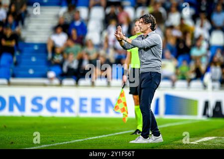 Doetinchem, Nederland. 6 settembre 2024. DOETINCHEM, 06-09-2024, Stadium De Vijverberg, olandese Keuken Kampioen Divisie Football, stagione 2024/2025, partita tra De Graafschap e FC Eindhoven. Maurice Verberne allenatore FC Eindhoven credito: Pro Shots/Alamy Live News Foto Stock