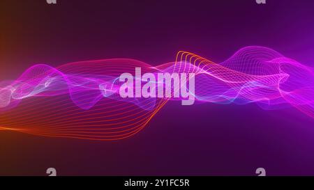 Linee d'onda colorate e futuristiche. Rendering 3d generato dal computer Foto Stock