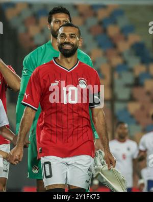 Cairo, Egitto. 6 settembre 2024. Egitto. Cairo - 6 settembre 2024 - Mohamed Salah, squadra di testa dell'Egitto, durante la partita di qualificazione alla Coppa delle Nazioni Africane tra Egitto e Capo Verde allo stadio internazionale del Cairo al Cairo, Egitto.06/09/2024. Foto Mohammad Bayoumy per immagini di calcio. Crediti: Sebo47/Alamy Live News Foto Stock