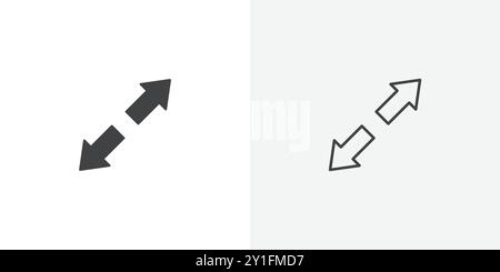Icona a schermo intero Flat Outline Collection su sfondo bianco e nero Illustrazione Vettoriale