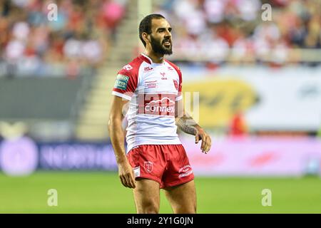 Wigan, Regno Unito. 6 settembre 2024. Tyrone May of Hull KR durante il Betfred Super League Round 25 match Wigan Warriors vs Hull KR al Brick Community Stadium, Wigan, Regno Unito, 6 settembre 2024 (foto di Cody Froggatt/News Images) a Wigan, Regno Unito, il 6/9/2024. (Foto di Cody Froggatt/News Images/Sipa USA) credito: SIPA USA/Alamy Live News Foto Stock