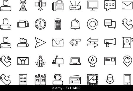 Icone di comunicazione raccolta icone vettoriali di alta qualità con tratto modificabile. Ideale per progetti professionali e creativi. Illustrazione Vettoriale