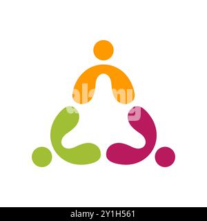 connection people logo di lavoro di squadra simbolo del gruppo educativo icona disegno vettoriale Illustrazione Vettoriale