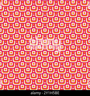 Bianco rosa scuro e arancio che si sovrappongono quadrati retro anni Settanta del secolo medio Foto Stock