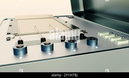 Rendering 3D di un'antica macchina poligrafica, isolata su uno sfondo bianco. Foto Stock