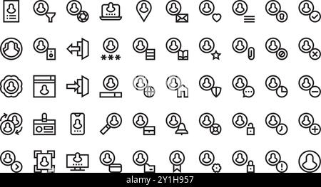 Icone account utente raccolta icone vettoriali di alta qualità con tratto modificabile. Ideale per progetti professionali e creativi. Illustrazione Vettoriale