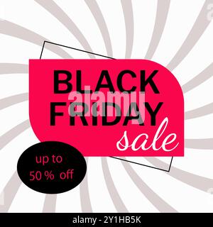 Banner Black Friday su sfondo retrò sconto del 50% Foto Stock