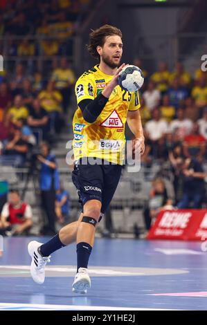 Olle Forsell Schefvert (Rhein-Neckar Loewen) Rhein-Neckar Loewen vs THW Kiel, Handball, 1. Bundesliga, 05.09.2024 foto: Rene Weiss/Eibner Foto Stock