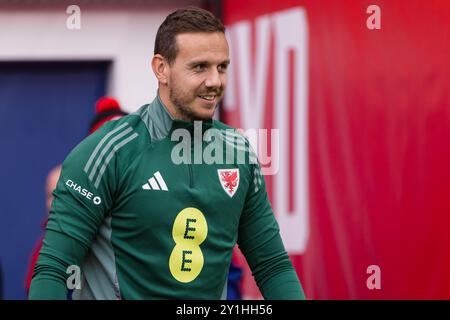 CARDIFF, GALLES - 5 SETTEMBRE 2024: Il portiere del Galles Danny Ward durante una sessione di allenamento maschile del Galles al Cardiff City Stadium davanti al Foto Stock