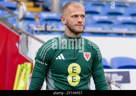 CARDIFF, GALLES - 5 SETTEMBRE 2024: Il portiere del Galles Adam Davies durante una sessione di allenamento maschile del Galles al Cardiff City Stadium davanti al Foto Stock