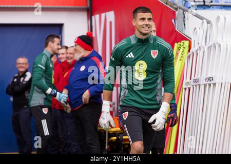 CARDIFF, GALLES - 5 SETTEMBRE 2024: Il portiere del Galles Karl Darlow durante una sessione di allenamento maschile del Galles al Cardiff City Stadium davanti al Foto Stock