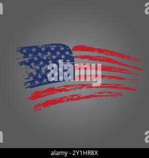 USA Flag Design con sfondo nero Vector Illustrazione Vettoriale