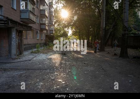 L'attacco aereo alla città di Poltava, Ucraina, il 9 settembre 2024, ha causato oltre cinquanta morti e quasi 300 feriti residenti. (CTK Photo/Darvik Maca Vojte Foto Stock