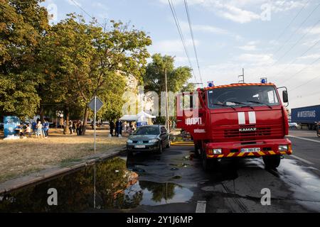 L'attacco aereo alla città di Poltava, Ucraina, il 9 settembre 2024, ha causato oltre cinquanta morti e quasi 300 feriti residenti. (CTK Photo/Darvik Maca Vojte Foto Stock