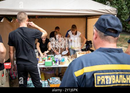 L'attacco aereo alla città di Poltava, Ucraina, il 9 settembre 2024, ha causato oltre cinquanta morti e quasi 300 feriti residenti. (CTK Photo/Darvik Maca Vojte Foto Stock