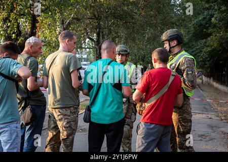 L'attacco aereo alla città di Poltava, Ucraina, il 9 settembre 2024, ha causato oltre cinquanta morti e quasi 300 feriti residenti. (CTK Photo/Darvik Maca Vojte Foto Stock