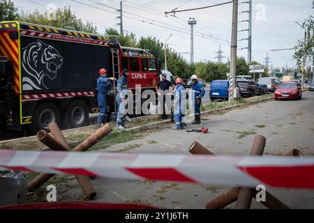 L'attacco aereo alla città di Poltava ha causato oltre cinquanta morti e quasi 300 feriti residenti, nella foto 03.09.2024 (CTK Photo/Vojtech Darvik Maca) (CTK Foto Stock