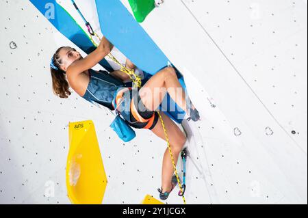 Capodistria, Slovenia. 6 settembre 2024. L'italiana Camilla MORONI partecipa alla semifinale di Coppa del mondo IFSC 2024 del 6 settembre 2024 a Capodistria, in Slovenia. (Foto di Rok Rakun/Pacific Press) credito: Pacific Press Media Production Corp./Alamy Live News Foto Stock