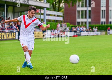 Groesbeek, Paesi Bassi. 7 settembre 2024. GROESBEEK, 07-09-2024, Sportpark Zuid, Betnation Divisie. Dutch Tweede Divisie, stagione calcistica 2024/2025. Giocatore dell'AFC Milan Hoek durante il match de Treffers - AFC. Crediti: Pro Shots/Alamy Live News Foto Stock