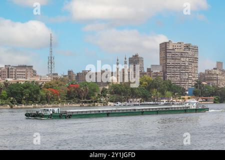 Barca sul Nilo, il Cairo, l'Egitto. Foto Stock
