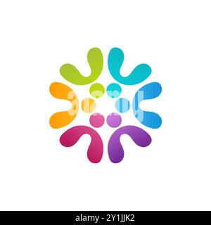 logo di lavoro del team, icona del simbolo di connessione globale del personale illustrazione del design vettoriale Illustrazione Vettoriale