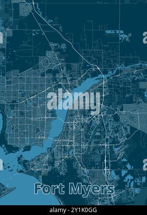 Fort Myers, Florida, poster artistico della mappa Illustrazione Vettoriale