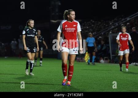 Borehamwood, Regno Unito. 7 settembre 2024. Meadow Park, Inghilterra, 7 settembre 2024: Alessia Russo (23 Arsenale) durante il primo turno di UEFA Champions League tra Arsenal e Rosenborg al Meadow Park Stadium, Borehamwood, Londra, Inghilterra, sabato 7 settembre 2024. (Bettina Weissensteiner/SPP) credito: SPP Sport Press Photo. /Alamy Live News Foto Stock