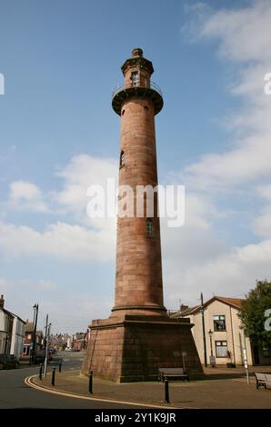 Una vista ravvicinata del faro di Pharos a Fleetwood, Lancashire, Regno Unito, Europa sabato 7, settembre 2024 Foto Stock