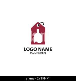 vettore del design del logo del flacone di etichette Illustrazione Vettoriale