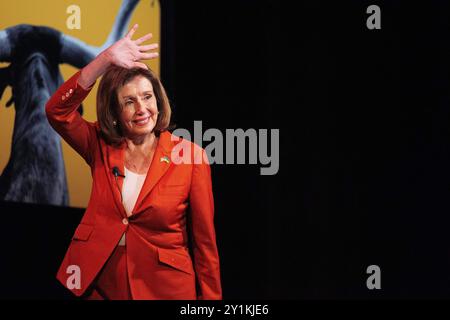 7 settembre 2024: Nancy Pelosi Speaker Emerita della camera dei rappresentanti degli Stati Uniti, D-California parla del suo nuovo libro, dello stato di avanzamento alla camera degli Stati Uniti e di cosa succede il giorno delle elezioni al Texas Tribune Festival. Austin, Texas. Mario Cantu/CSM Foto Stock