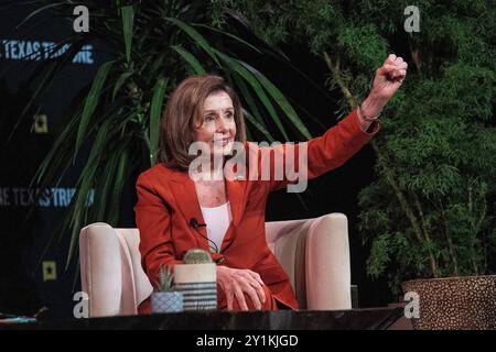 7 settembre 2024: Nancy Pelosi Speaker Emerita della camera dei rappresentanti degli Stati Uniti, D-California parla del suo nuovo libro, dello stato di avanzamento alla camera degli Stati Uniti e di cosa succede il giorno delle elezioni al Texas Tribune Festival. Austin, Texas. Mario Cantu/CSM Foto Stock