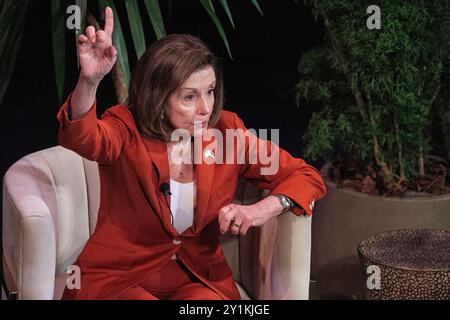 7 settembre 2024: Nancy Pelosi Speaker Emerita della camera dei rappresentanti degli Stati Uniti, D-California parla del suo nuovo libro, dello stato di avanzamento alla camera degli Stati Uniti e di cosa succede il giorno delle elezioni al Texas Tribune Festival. Austin, Texas. Mario Cantu/CSM Foto Stock