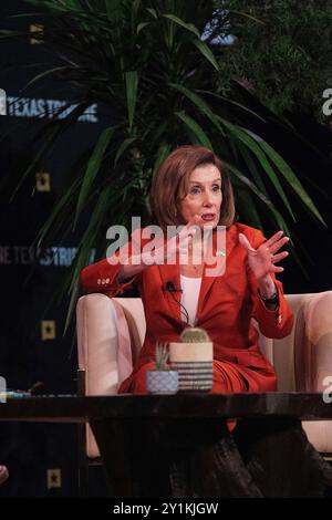 7 settembre 2024: Nancy Pelosi Speaker Emerita della camera dei rappresentanti degli Stati Uniti, D-California parla del suo nuovo libro, dello stato di avanzamento alla camera degli Stati Uniti e di cosa succede il giorno delle elezioni al Texas Tribune Festival. Austin, Texas. Mario Cantu/CSM Foto Stock