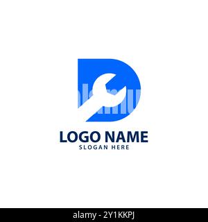 Lettera D logo Crank design vettoriale Illustrazione Vettoriale