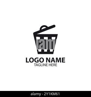 vettore di design del logo della spazzatura e della pellicola Illustrazione Vettoriale