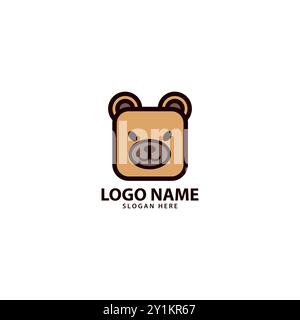 design vettoriale con logo in stile piatto bear box Illustrazione Vettoriale