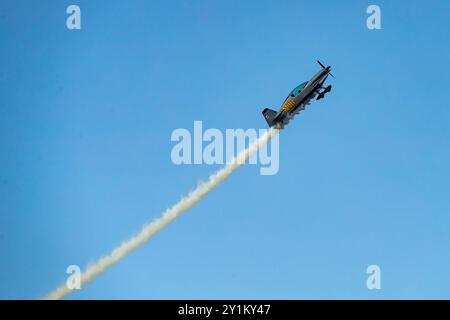 Portrush, Regno Unito. 7 settembre 2024. 07/09/2024 Portrush Portrush Airshow 2024 l'Hawker Hurricane è un caccia monoposto britannico degli anni 1930-40, progettato e costruito prevalentemente dalla Hawker Aircraft Ltd Crediti: Bonzo/Alamy Live News Foto Stock