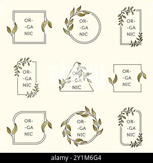 Esclusiva collezione di femminili Logo Vector. Design con logo organico e femminile di alta qualità. Set Premium di modello con logo femminile. Illustrazione Vettoriale