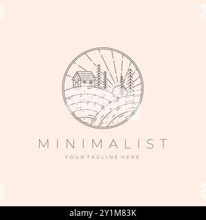 Design minimalista con logo lineare orizzontale, design con logo per esterni Illustrazione Vettoriale