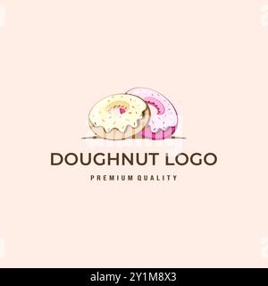 Delizioso disegno illustrativo con logo Doughnut e modello vettoriale, icona con logo Doughnut per il negozio Doughnut Illustrazione Vettoriale