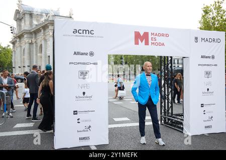 Madrid, Spagna. 7 settembre 2024. Modesto Lomba partecipa alla photocall inaugurazione della Madrid Fashion Week 2024 a Madrid, Spagna, il 9 luglio 2024. (Foto di Hazhard Espinoza Vallejos/NurPhoto) credito: NurPhoto SRL/Alamy Live News Foto Stock