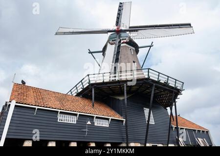 Storico mulino di seghe "il Ratto" con fienile a IJlst, Frisia, Paesi Bassi Foto Stock